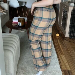 Aritzia Tweed Effortless Pant - Green/Tan plaid